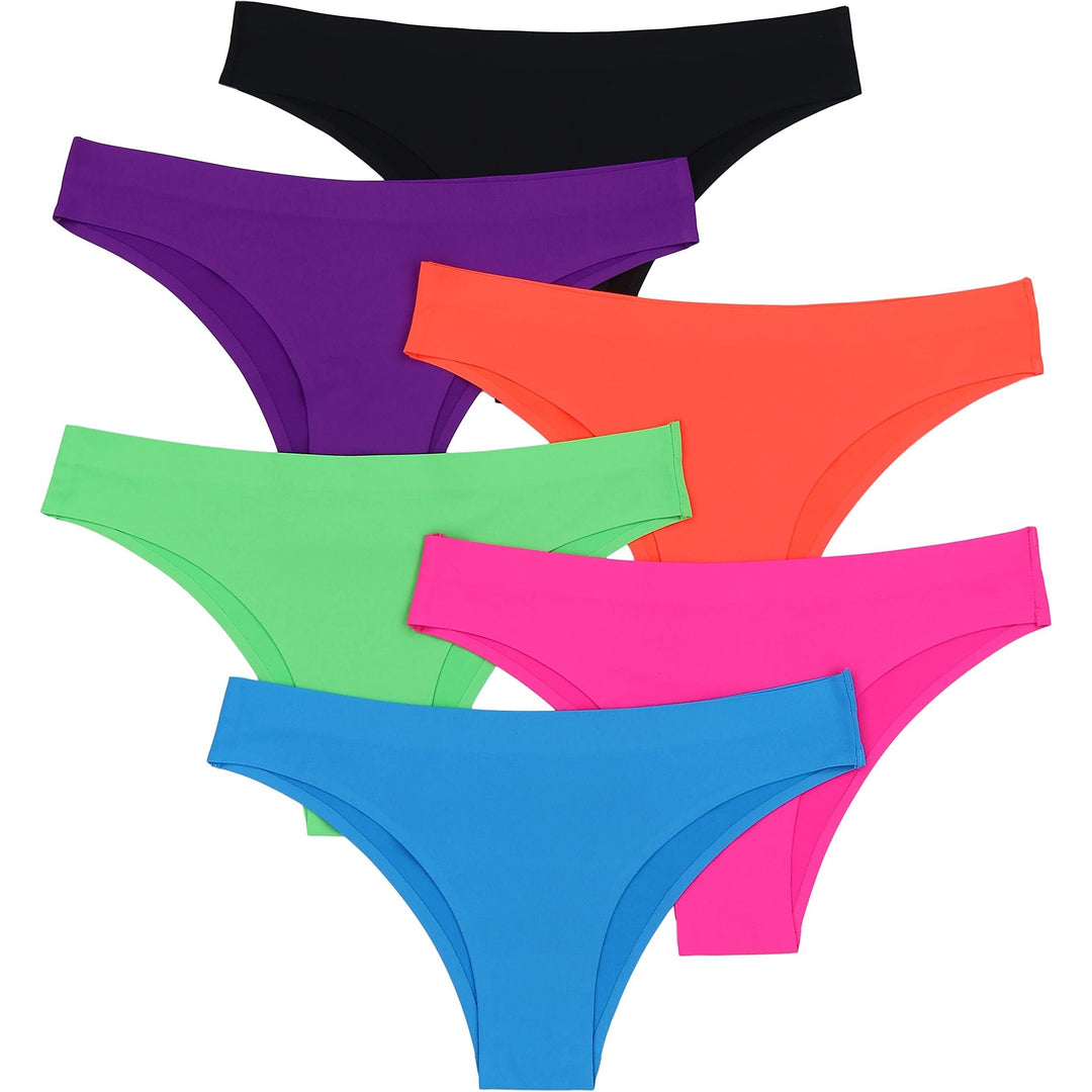 Seamless Thongs for Women Nylon No Show Thong Underwear Women 6 Pack