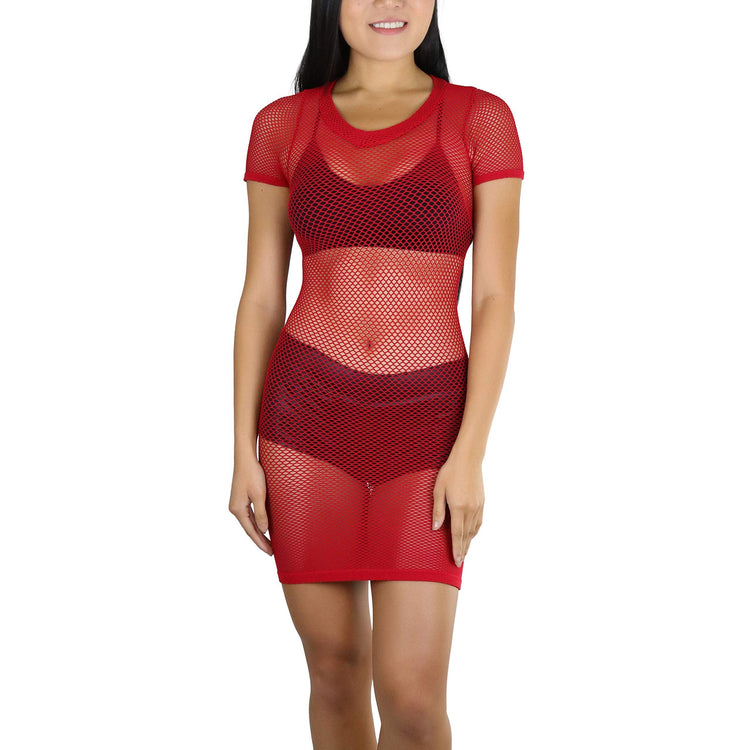 Women's Capsleeve Seamless Fishnet Dress