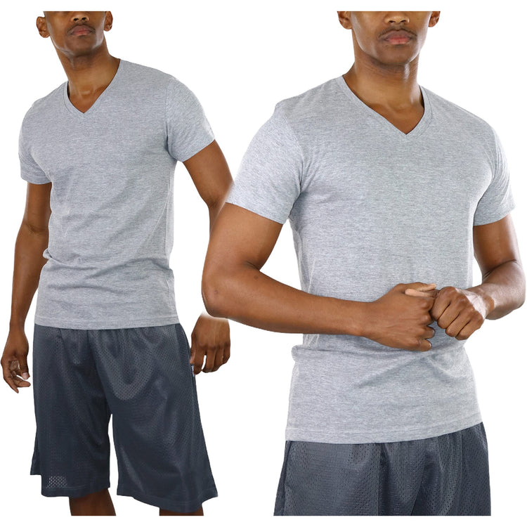 Men's Pack of 100% Cotton Short Sleeve V-Neck Tees
