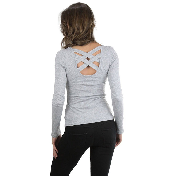 Women's Crisscross-Back Long Sleeve Top