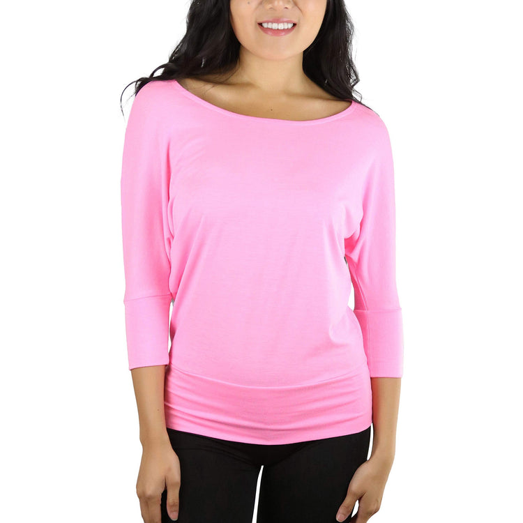 Women's Boat Neck Dolman Style Blouse