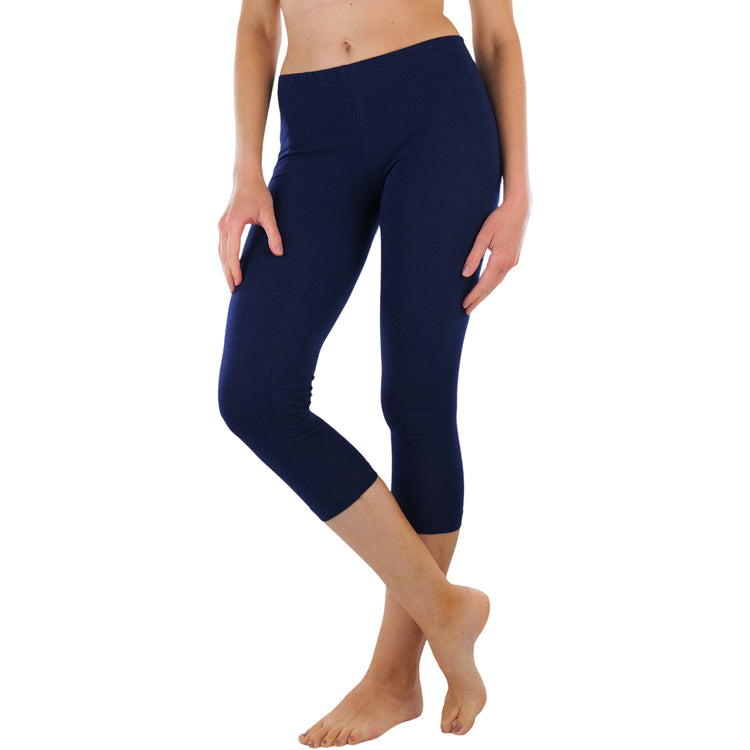 Women's Seamless Cotton Stretchy Band Yoga Activewear Capri Leggings