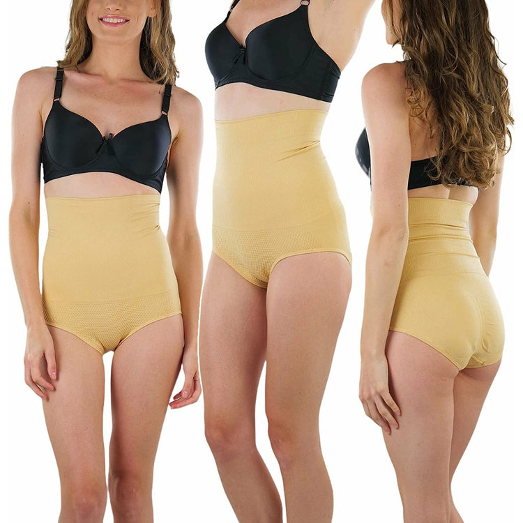 Women's 6 Pack of Classic Assorted Seamless High Waisted Double Layer Shaper Briefs