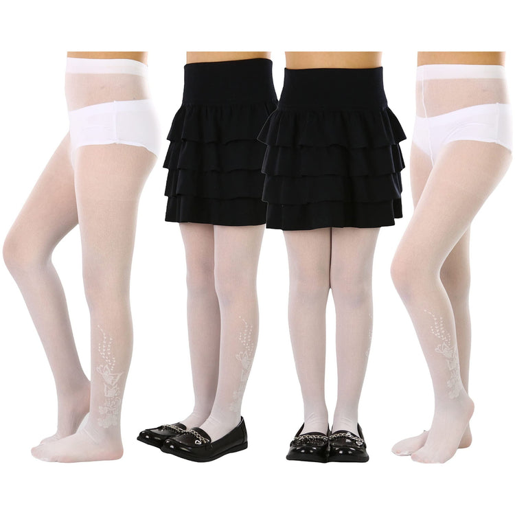 Girls to Junior Pack of 6 Opaque Nylon Tights Pantyhose Age: 1-12 Years Old