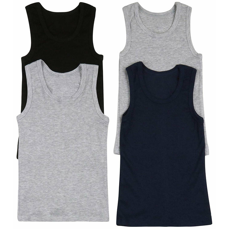Boy's Pack of 4 Ribbed Tank Tops