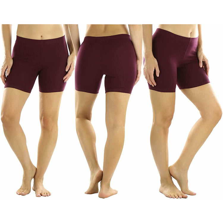 ToBeInStyle Women's Pack of 6 Premium Cotton Blend High Waisted Short Length Assortment Biker Bermuda Shorts