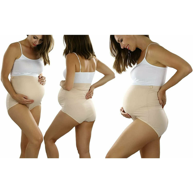 ToBeInStyle Women's Pack of 2 High Waisted Over The Bump Maternity Underwear Briefs with Side Buttons - Size S/M
