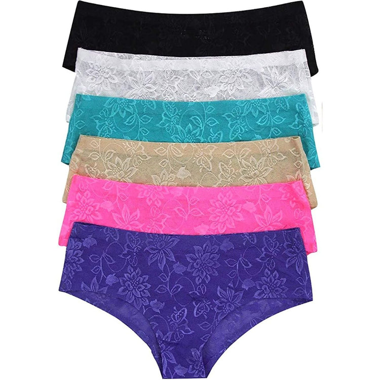 ToBeInStyle Women's Pack of 6 Laser Cut Assorted Print Underwear