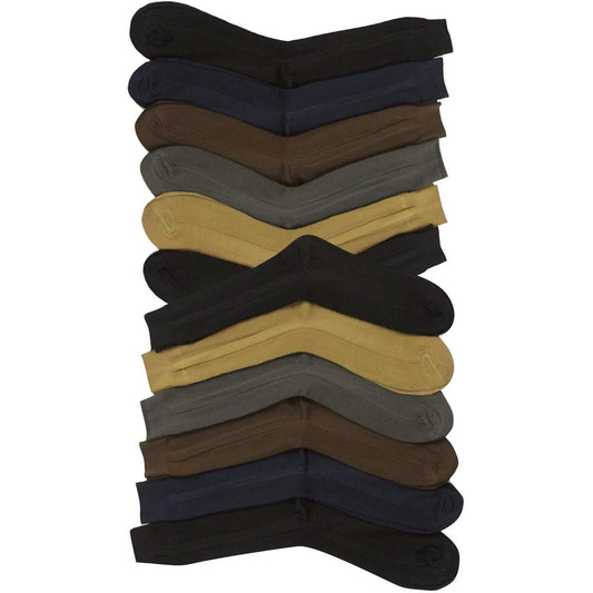 Men's Pack of 12 Solid Colored Dress Socks