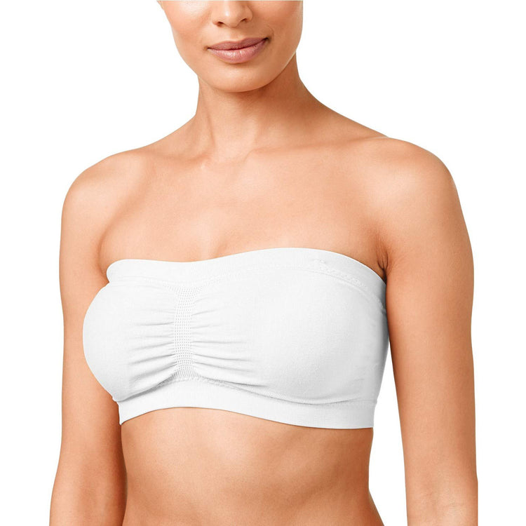 Women's Plus Size Removable Pads Ruched Bandeau Tube Bras