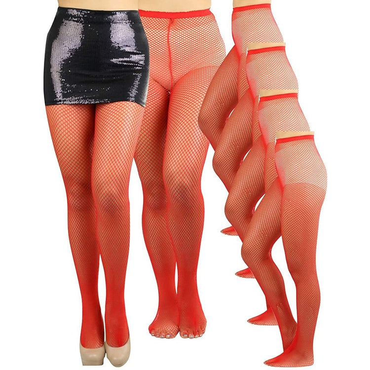 ToBeInStyle Womens Pack of 6 Vibrant Color Nylon Fishnet Pantyhose