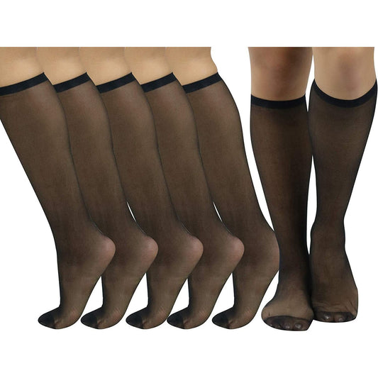 ToBeInStyle Womens Pack of 6 Essential Muted Color Knee High Stockings