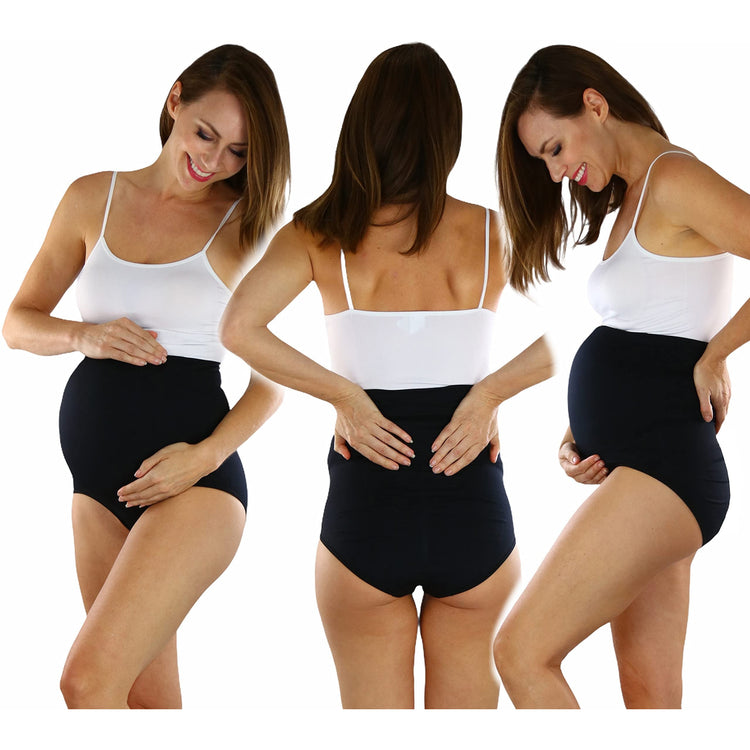 Women's Pack of 2 High Waisted Over The Bump Maternity Layering Long Shorts Underwear