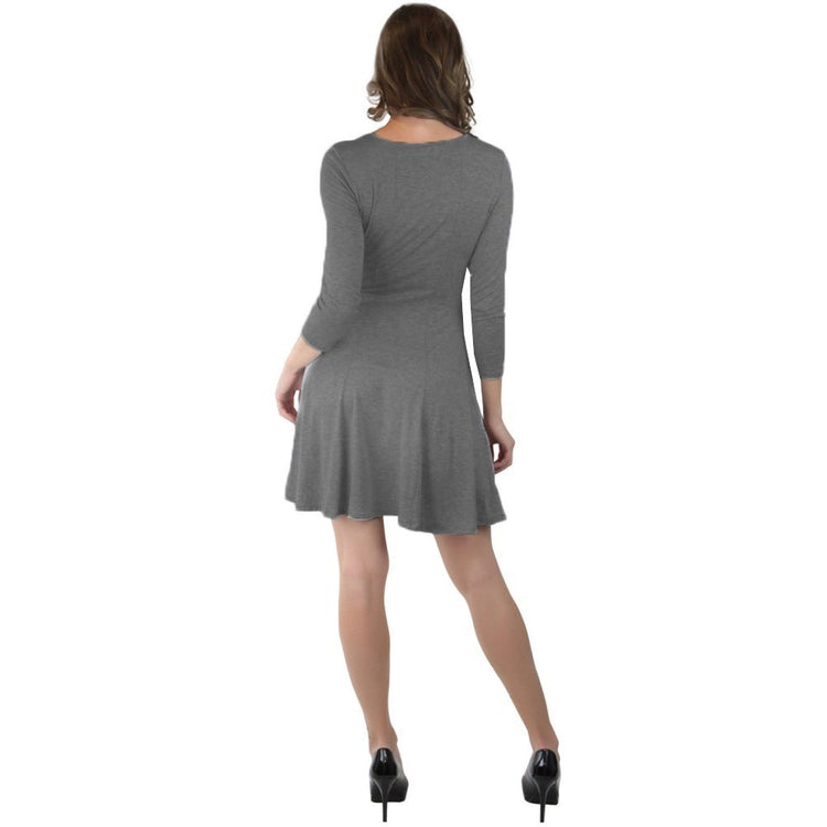 Women's Classic Fit Skater Dress With 3/4 Sleeves