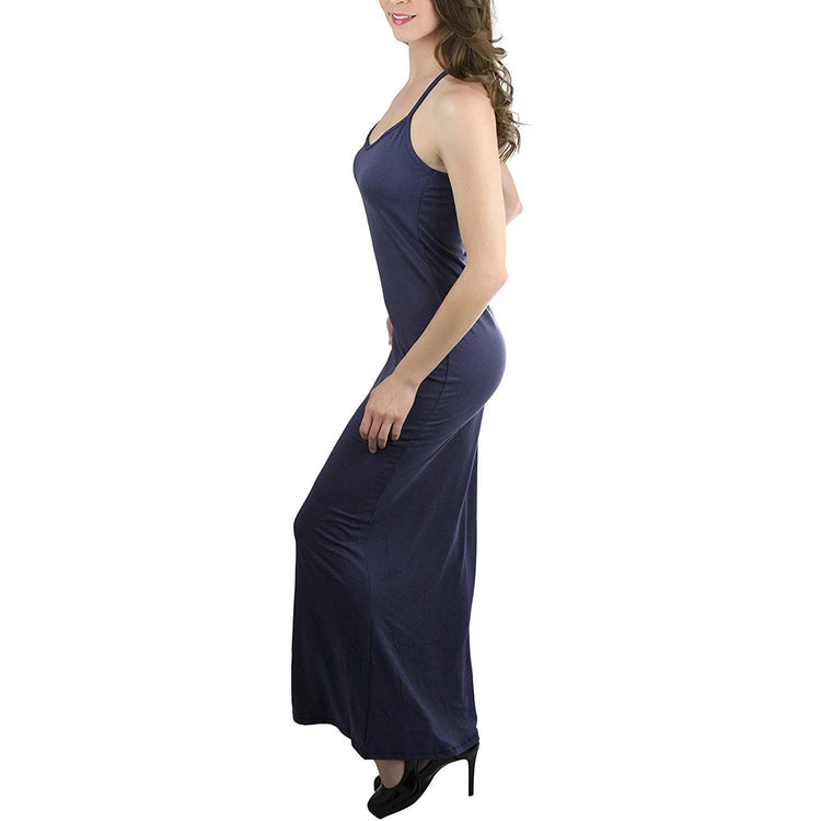 ToBeInStyle Women's Thin Strap Racerback V-Neck Maxi Dress