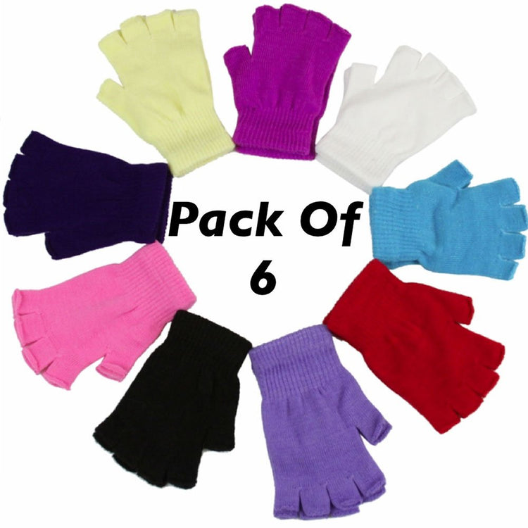 Women's 6 Pairs of Acrylic Stretchy Fuzzy Everyday Winter Gloves