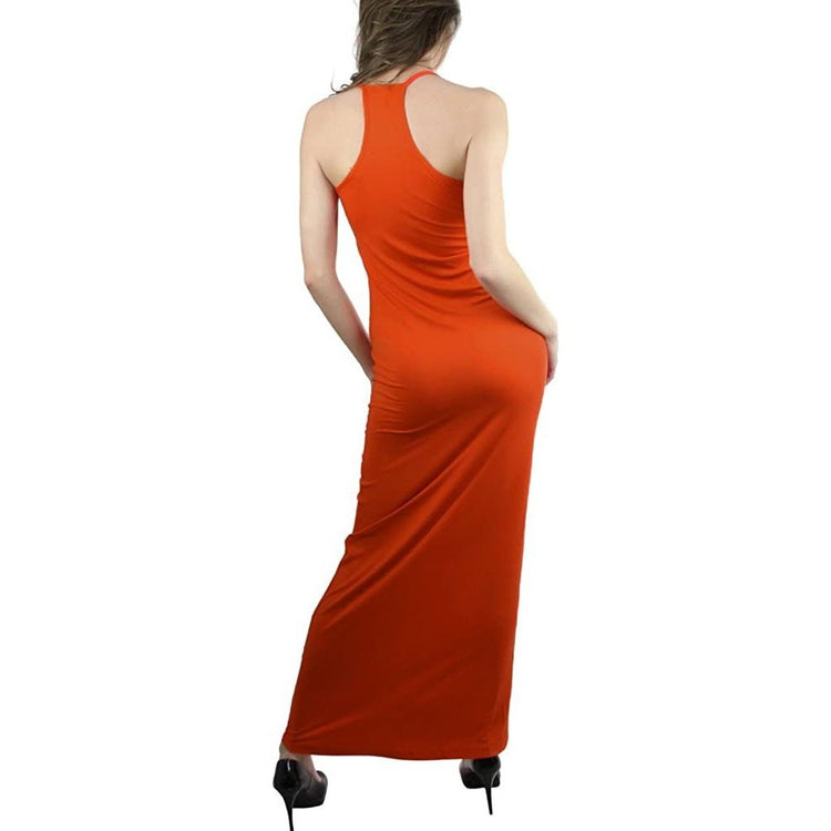 ToBeInStyle Women's Thin Strap Racerback V-Neck Maxi Dress