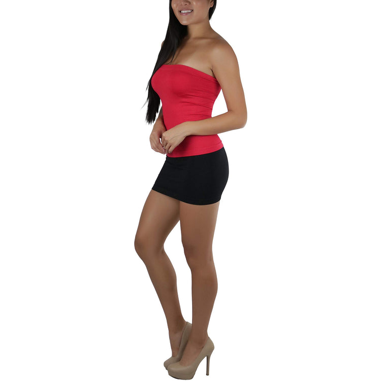 Women's Seamless Bandeau Tube Top Ribbed Without Pad