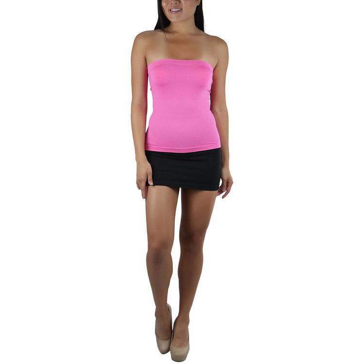 Women's Seamless Bandeau Tube Top Ribbed Without Pad