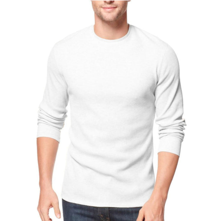 Men's Heavy Weight Premium Waffle Thermal Long Sleeve Crewneck Shirt