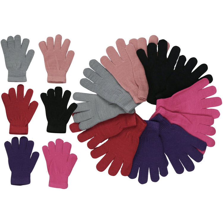 Women's 6 Pairs of Acrylic Stretchy Fuzzy Everyday Winter Gloves