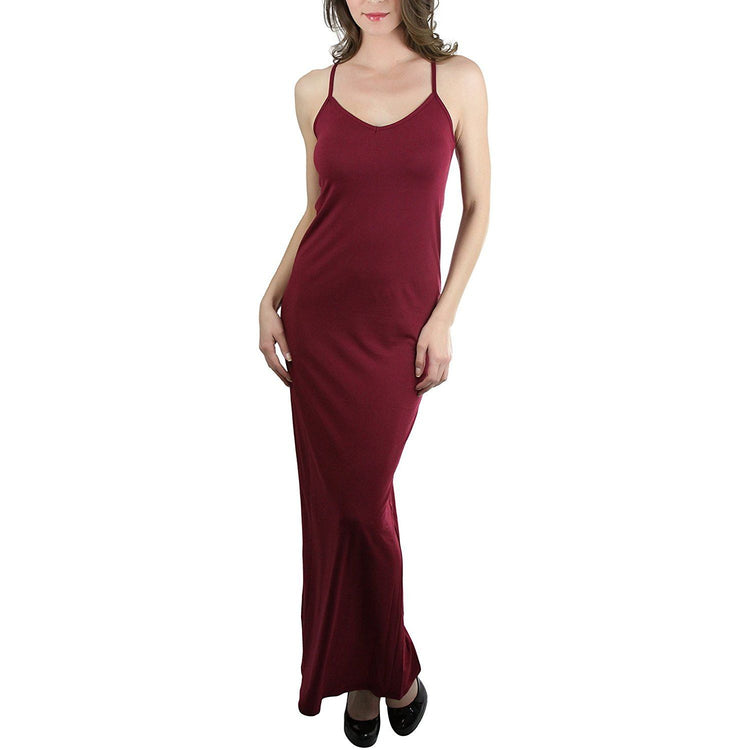 ToBeInStyle Women's Thin Strap Racerback V-Neck Maxi Dress