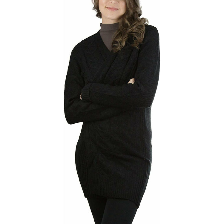 Women's Long Sleeve Braided Design Duster Cardigan