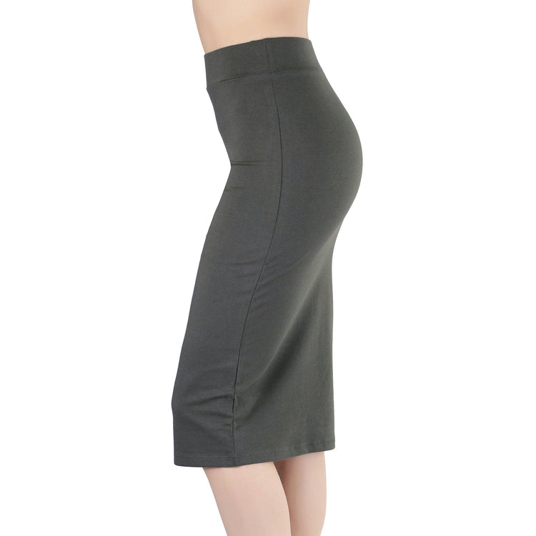 Women's Premium Cotton-Blend Basic Knee Skirt