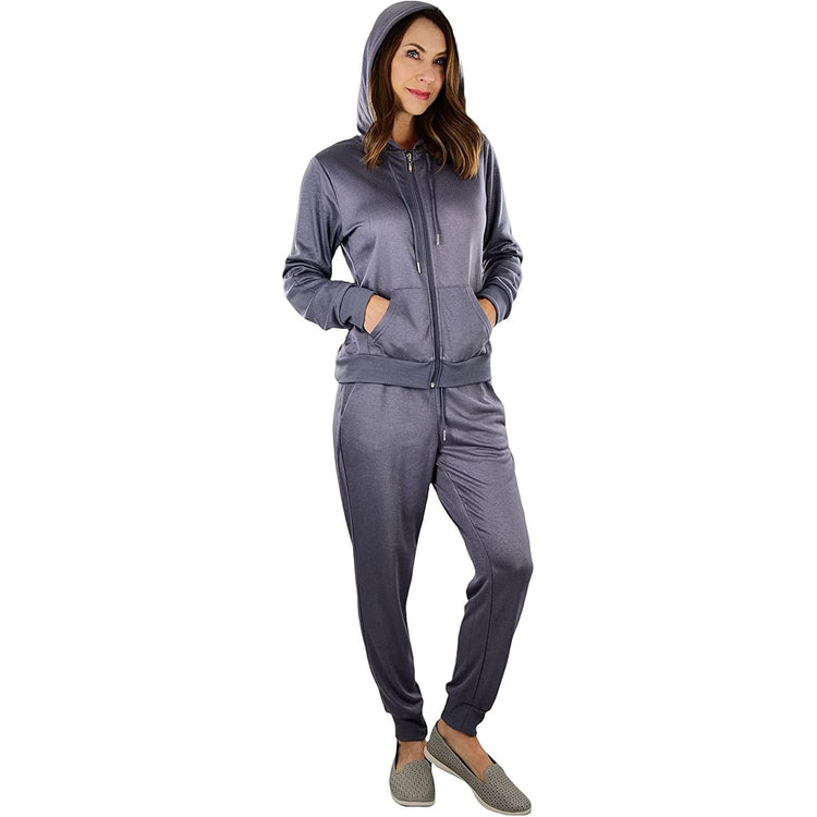 ToBeInStyle Women's French Terry Lightweight Hooded Jacket & Pants