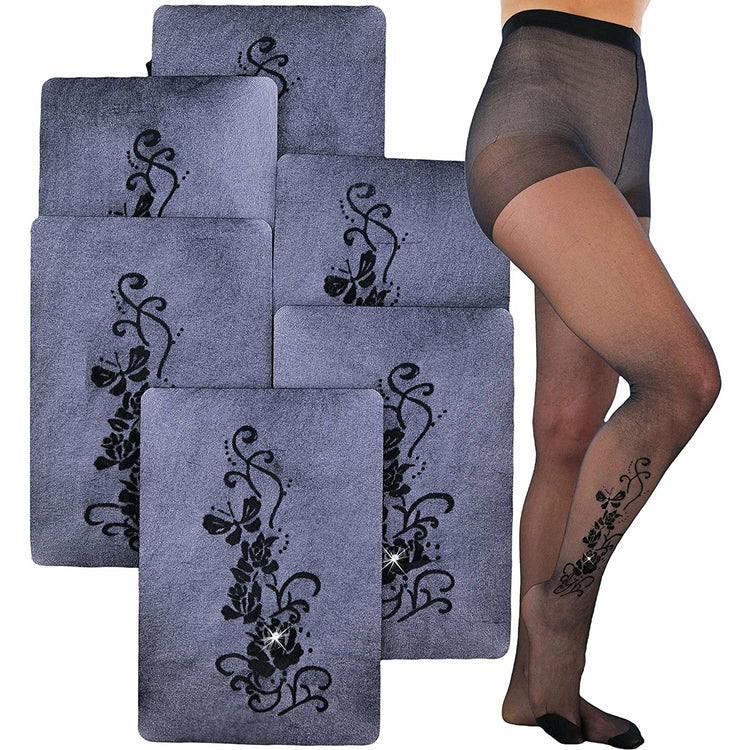 ToBeInStyle Womens Pack of 6 Patterned Ankle Full Length Pantyhose