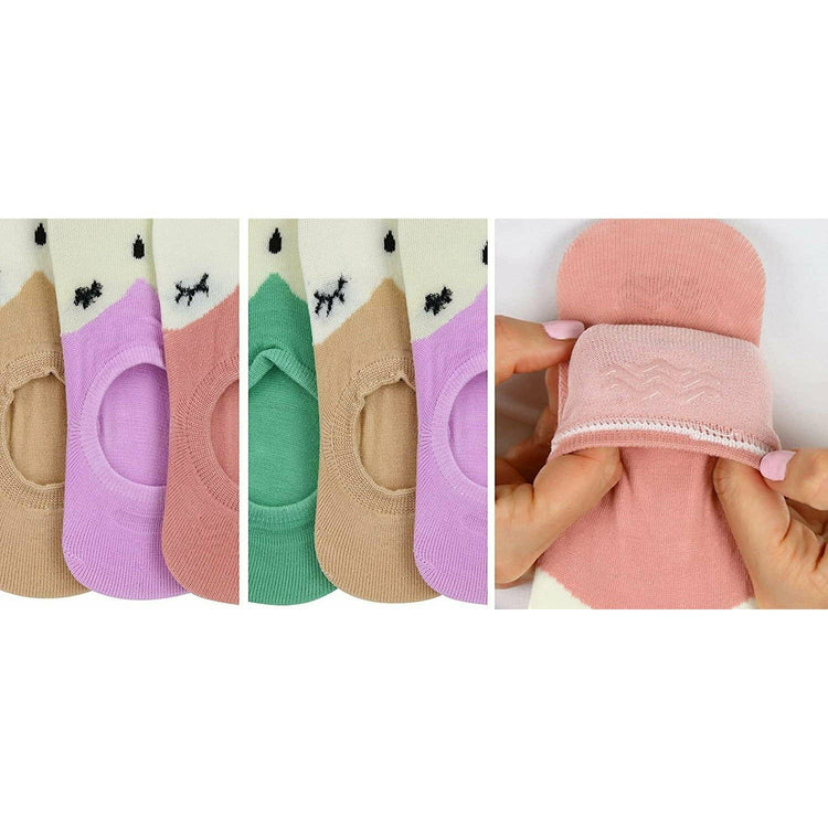 ToBeInStyle Women's Pack of 4 Cute Animal No Show Socks with Heel Grip
