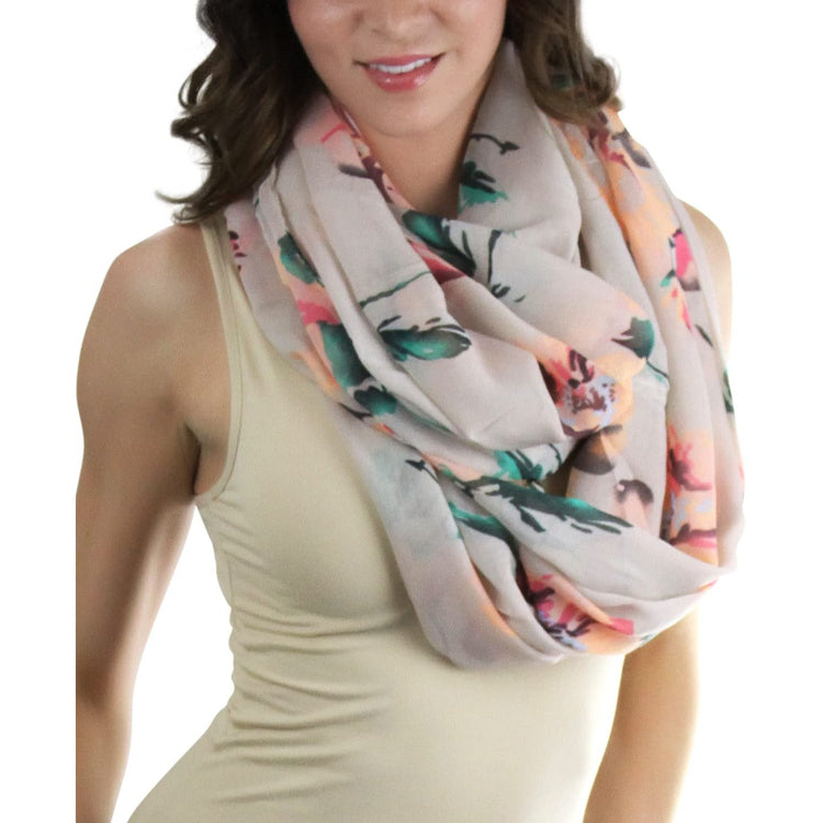Women's Infinity Scarf with Floral Print