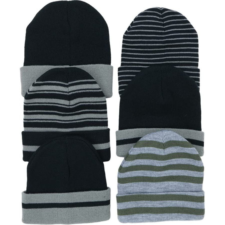 Unisex Pack of 6 Soft Stretchy Beanies