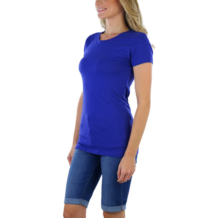 Women's Slim Fit Crew Neck Short Sleeve Longline Tee