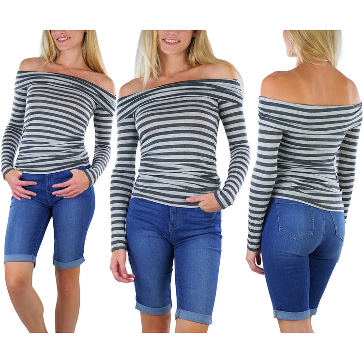 Women's Striped Off-The-Shoulder Top