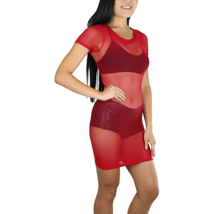 Women's Capsleeve Seamless Fishnet Dress