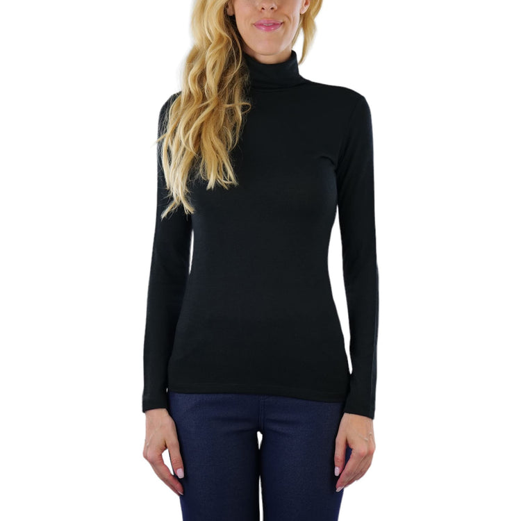 ToBeInStyle Women's Relaxed fit Long Sleeve Soft and Stretchy Turtleneck Shirt