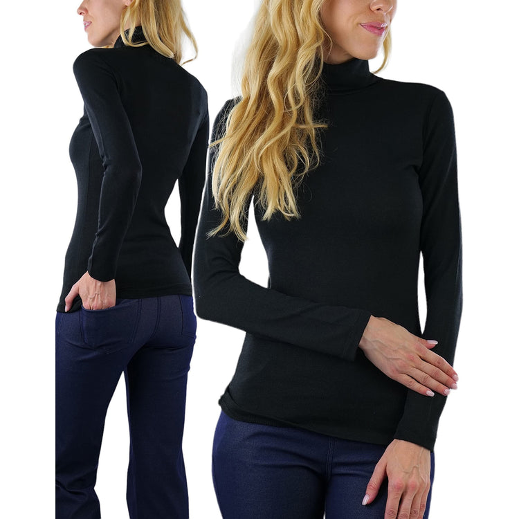 ToBeInStyle Women's Relaxed fit Long Sleeve Soft and Stretchy Turtleneck Shirt