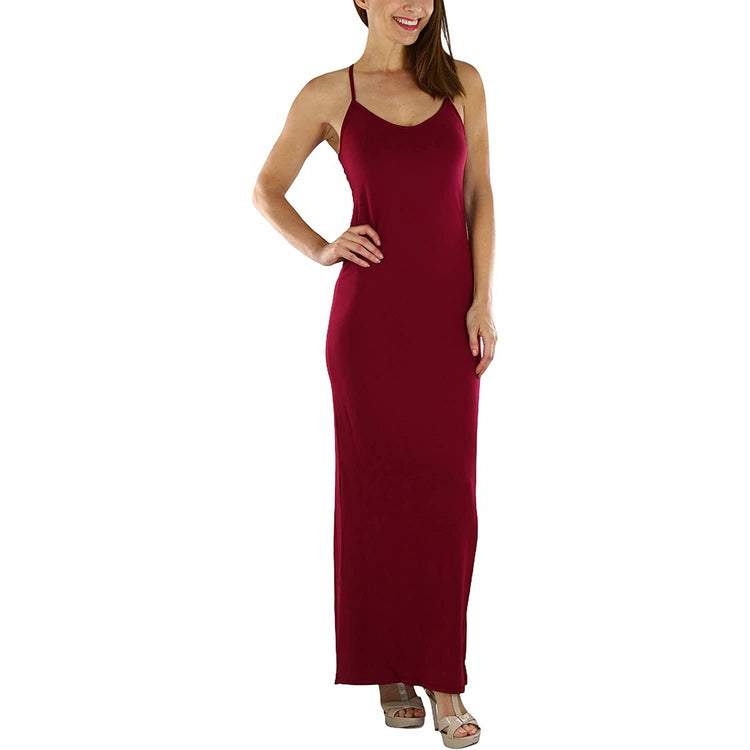 ToBeInStyle Women's Thin Strap Racerback V-Neck Maxi Dress