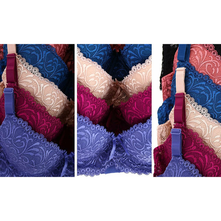 ToBeInStyle Women's Pack of 6 Padded Underwire Filigree Lace Bras