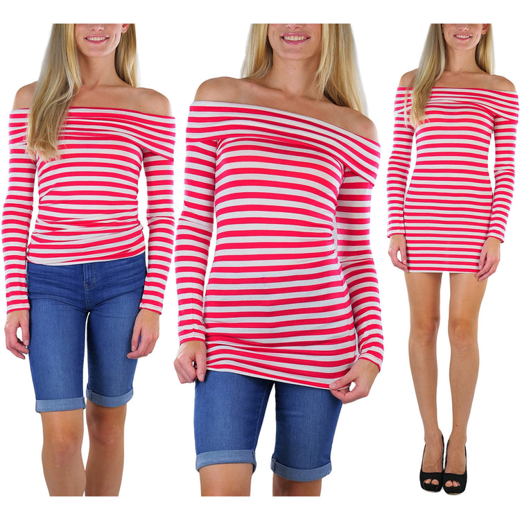 Women's Striped Off-The-Shoulder Top