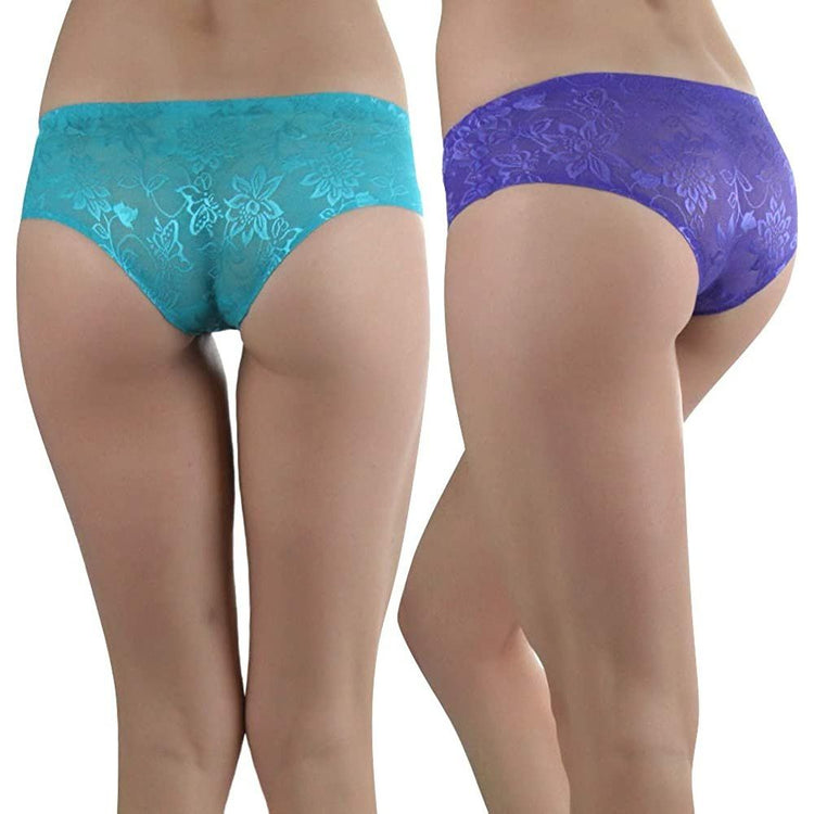 ToBeInStyle Women's Pack of 6 Laser Cut Assorted Print Underwear