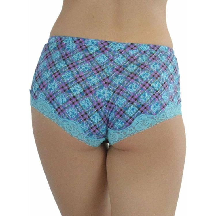 Women's Pack of 4 Boyshorts in Plaid Print Plaid Print