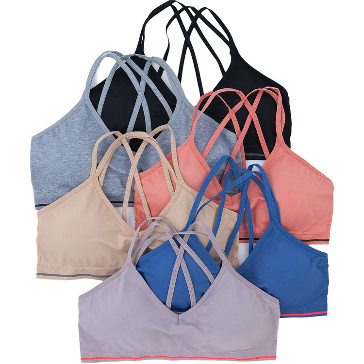 Womens Pack of 6 Non-Padded Adjustable Strap Bras