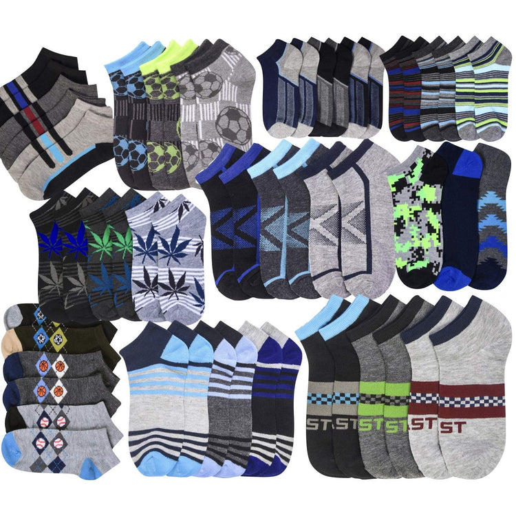 Kids' Pack of 12 Pairs Randomly Assorted Low Cut Ankle Socks for Boys and Girls