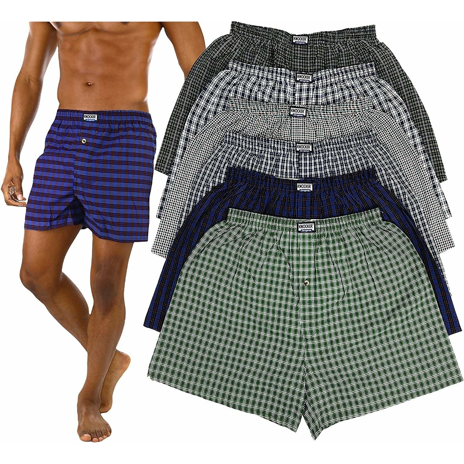 Men's Pack of 6 Button Fly Classic Fit Tartan Plaid Boxers – ToBeInStyle