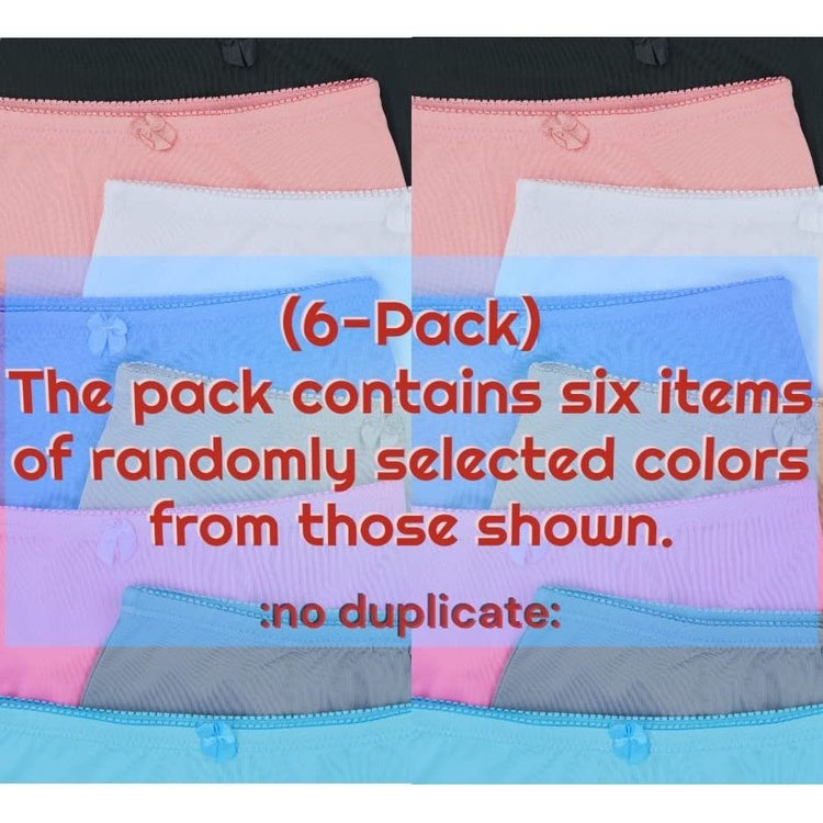 Women's Pack of 6 High-Rise Ribbon Accented Panties