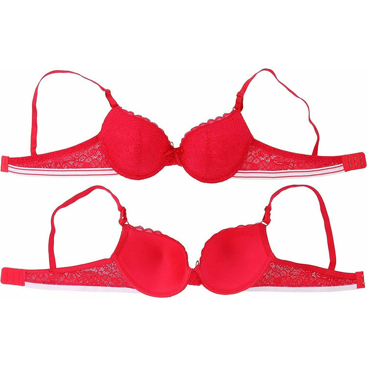 Women's Pack of 6 Full Coverage Lace Bras with Bottom Striped Band