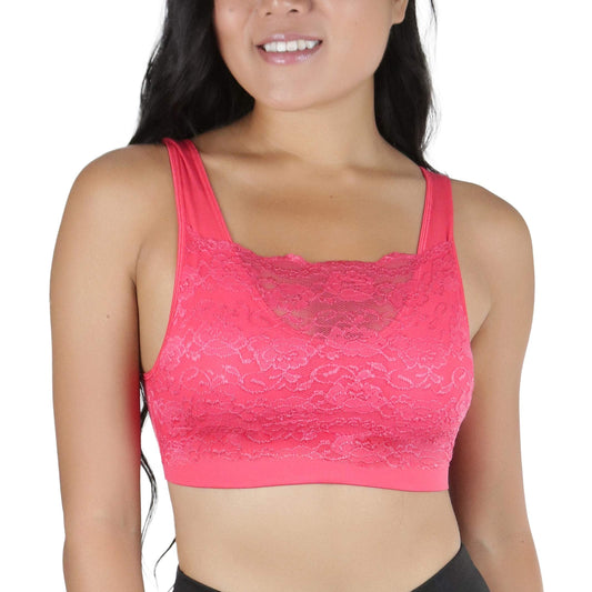 Women's Seamless U-Back Lace Modesty Panel Wireless Padded Bra