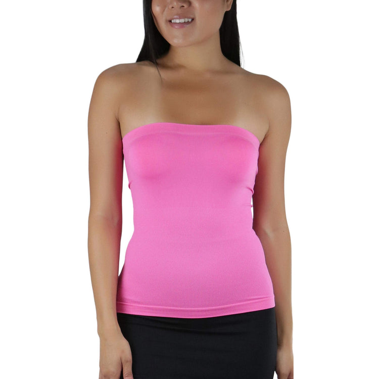 Women's Seamless Bandeau Tube Top Ribbed Without Pad